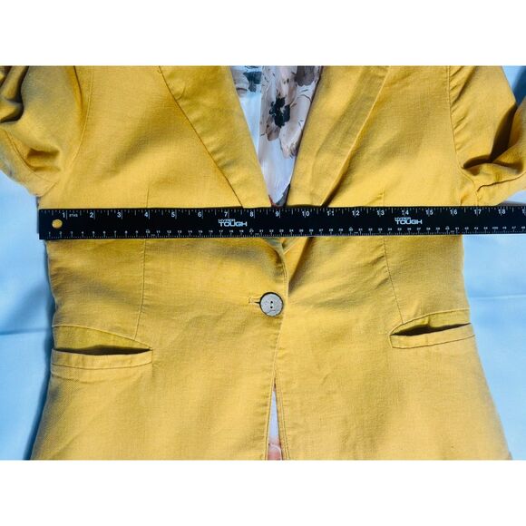 Jules & Leopold Mustard Yellow Blazer Fall Tailored Casual Small Petite Gathered - Picture 10 of 11